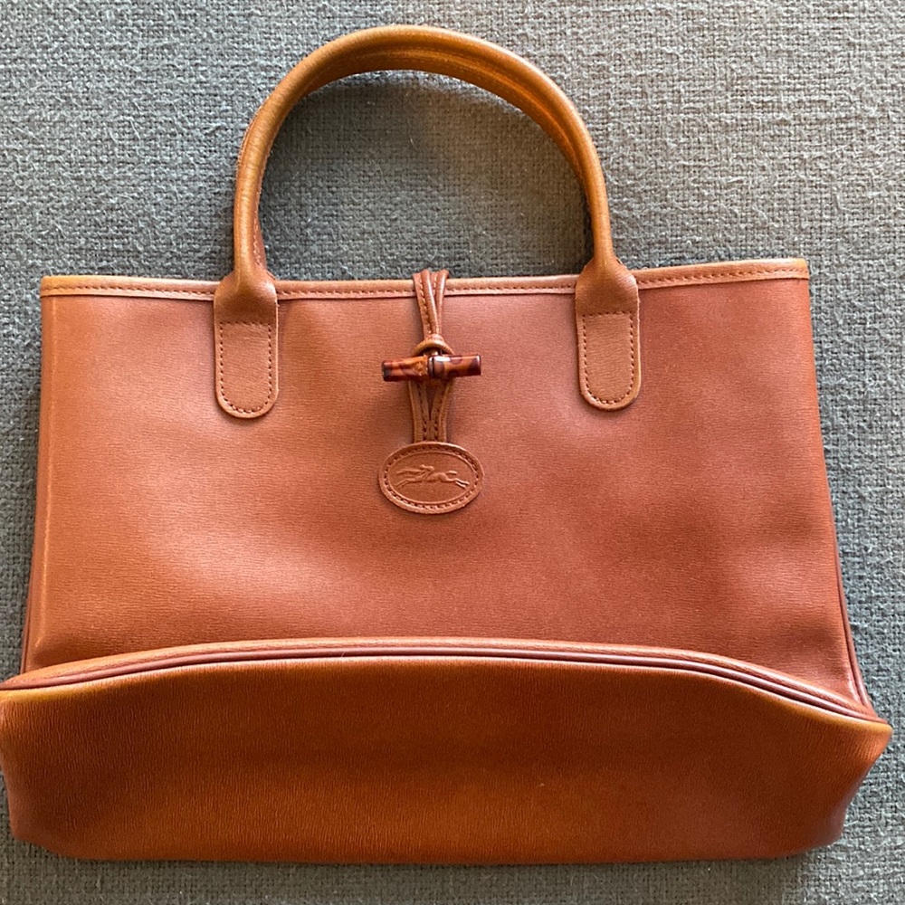 Vintage designer longchamp leather tote brown